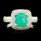 14K Gold 1.08ct Emerald & 0.51ctw Diamond Ring