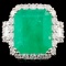 18K Gold 9.12ct Emerald & 1.75ctw Diamond Ring