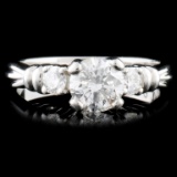 Solid Platinum 0.72ctw Diamond Ring
