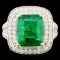 18K Gold 3.80ct Emerald & 1.09ctw Diamond Ring
