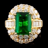 18K Gold 3.58ct Emerald & 2.23ctw Diamond Ring