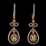 18K Rose Gold 1.48ctw Fancy Color Diamond Earrings