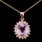 14K Gold 6.01ct Kunzite & 0.60ct Diamond Pendant