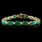 14K Gold 30.00ct Emerald & 1.50ct Diamond Bracelet