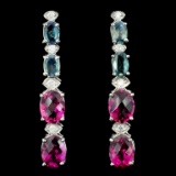 14K Gold 2.00ct Tourmaline & 0.35ctw Diamond Earri