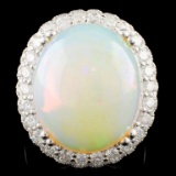 14K Gold 12.92ct Opal & 1.54ctw Diamond Ring