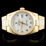Rolex Day-Date 18K Gold White Roman 36MM Watch