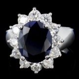 14K Gold 5.00ct Sapphire & 1.25ctw Diamond Ring