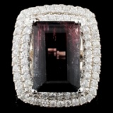 14K Gold 10.74ct Tourmaline & 2.04ctw Diamond Ring