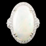 14K Gold 7.37ct Opal & 0.99ctw Diamond Ring