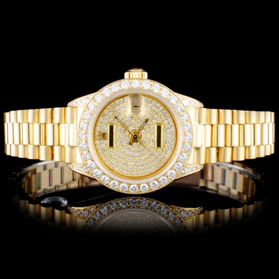 Rolex 18K Gold Presidential Ladies Diamond Watch