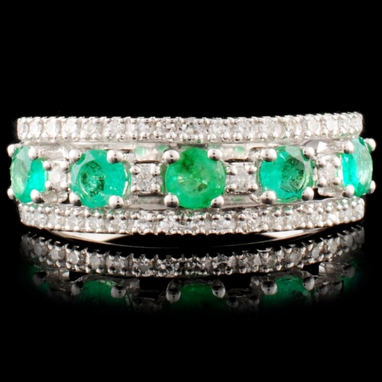 14K Gold 0.49ct Emerald & 0.18ctw Diamond Ring