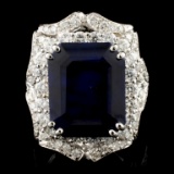14K Gold 10.32ct Sapphire & 2.14ctw Diamond Ring