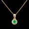 14K Gold 0.26ct Emerald & 0.09ctw Diamond Pendant