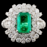 18K White Gold 1.77ct Emerald & 1.55ct Diamond Rin