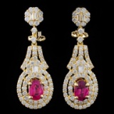 18K Gold 1.91ctw Ruby & 2.52ctw Diamond Earrings