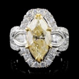 18K White Gold 4.52ctw Fancy Color Diamond Ring