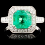 18K Gold 1.99ct Emerald & 0.75ctw Diamond Ring
