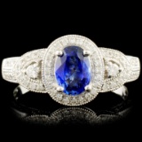18K Gold 0.93ct Sapphire & 0.48ctw Diamond Ring