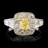 18k White Gold 1.42ctw Fancy Yellow Diamond Ring