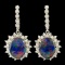 14K Gold 9.27ct Opal & 1.86ctw Diamond Earrings