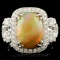 14K Gold 3.18ct Opal & 1.08ctw Diamond Ring