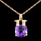 14K Gold 3.50ct Amethyst & 0.03ctw Diamond Pendant