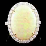 14K Gold 8.01ct Opal & 0.97ct Diamond Ring