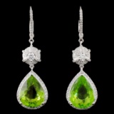 14K White Gold 10.13ct Peridot & 0.88ct Diamond Ea