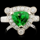 18K Gold 1.93ct Tsavorite & 0.95ctw Diamond Ring