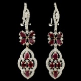 18K Gold 4.15ct Ruby & 1.27ctw Diamond Earrings