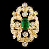 14K Gold 1.50ct Emerald & 1.45ctw Diamond Ring