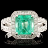 18K Gold 2.10ct Emerald & 0.50ctw Diamond Ring
