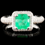18K Gold 1.09ct Emerald & 1.24ctw Diamond Ring
