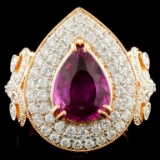 18K Gold 3.03ct Sapphire & 1.65ctw Diamond Ring