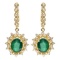 14K Gold 5.00ct Emerald & 1.25ct Diamond Earrings