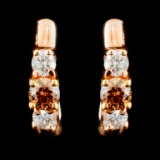 14K Gold 0.51ctw Fancy Color Diamond Earrings