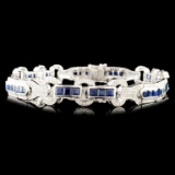 14K Gold 7.82ct Sapphire & 1.30ctw Diamond Bracele