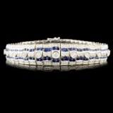 18K Gold 3.11ct Sapphire & 2.88ctw Diamond Bracele