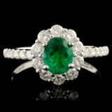 18K Gold 0.55ct Emerald & 0.71ctw Diamond Ring