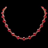 14k Gold 54.00ct Ruby & 2.00ct Diamond Necklace