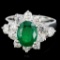 14K Gold 3.00ct Emerald & 1.20ctw Diamond Ring