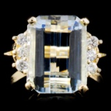 14K Gold 6.04ct Aquamarine & 0.17ct Diamond Ring