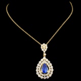 18K Gold 1.97ct Sapphire & 1.77ctw Diamond Pendant