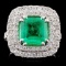 14K White Gold 2.50ct Emerald & 1.26ct Diamond Rin