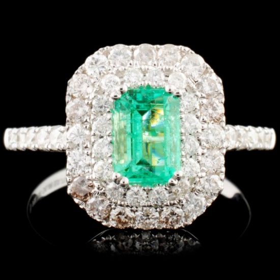 18K Gold 0.70ct Emerald & 0.86ctw Diamond Ring