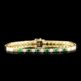 14K Gold 0.32ctw Emerald & 0.24ctw Diamond Bracele