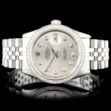 Rolex SS DateJust 36mm Diamond Wristwatch