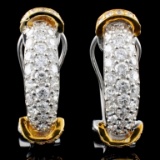 18K Two Tone 1.41ct Diamond Earrings