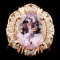 14K Gold 4.92ct Kunzite & 0.43ctw Diamond Ring